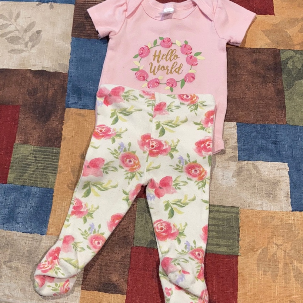 Baby girls onesie and footed pants